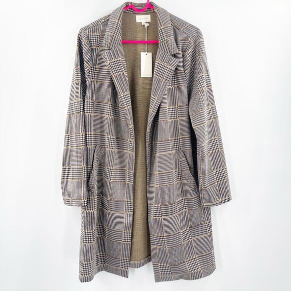 MELLODAY Jackets & Blazers - MELLODAY Blazer Size Large NWT Plaid Houndstooth Longline Open Stretch Fall
